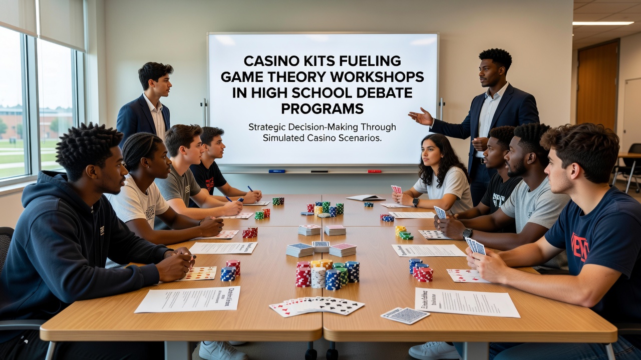 Schüler bei einer interaktiven Game-Theory-Session mit gemieteten Casino-Kits in einem High-School-Debattierprogramm
