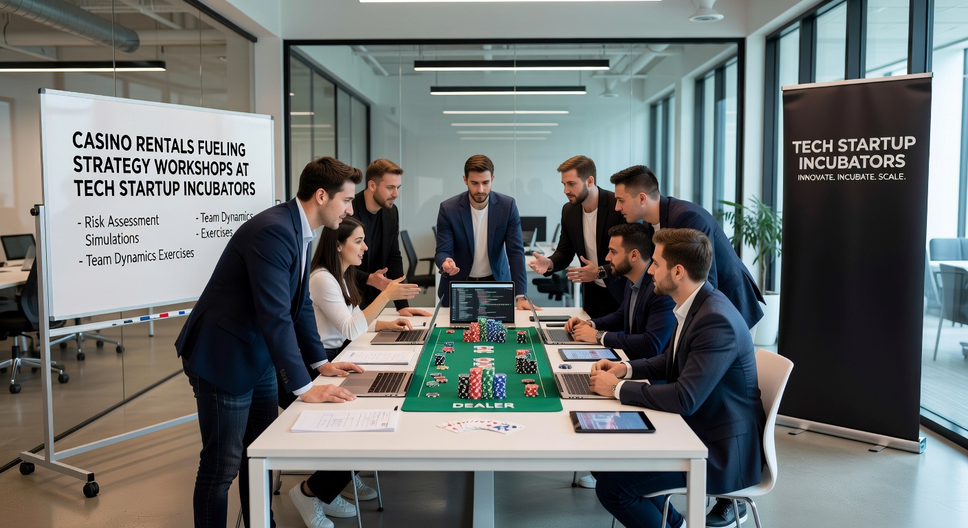 Teilnehmer bei einer interaktiven Casino-Simulation in einem Tech-Startup-Inkubator-Workshop