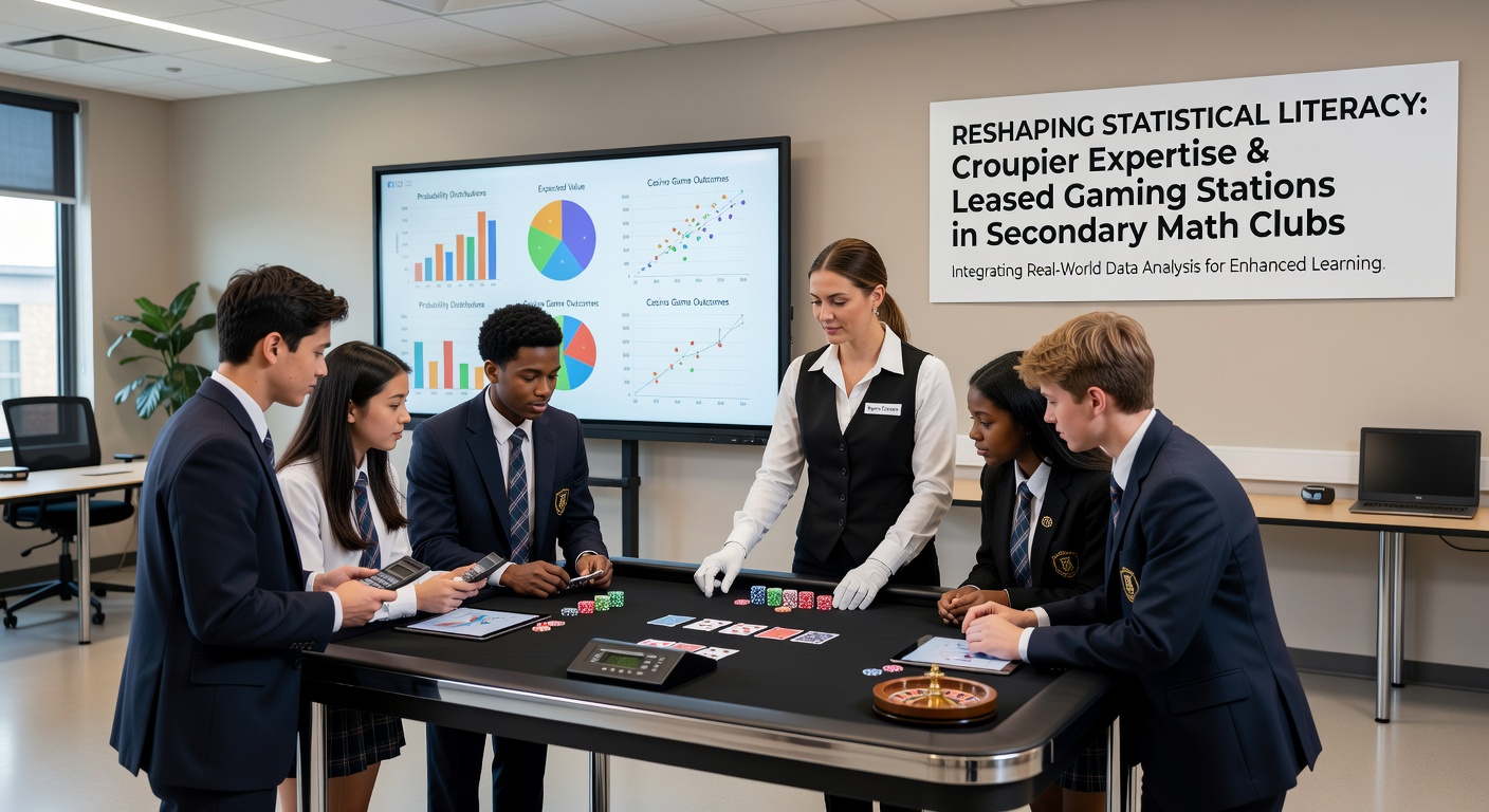Croupiers und gemietete Roulette-Tische in einem Schul-Mathematik-Club während einer interaktiven Statistik-Session