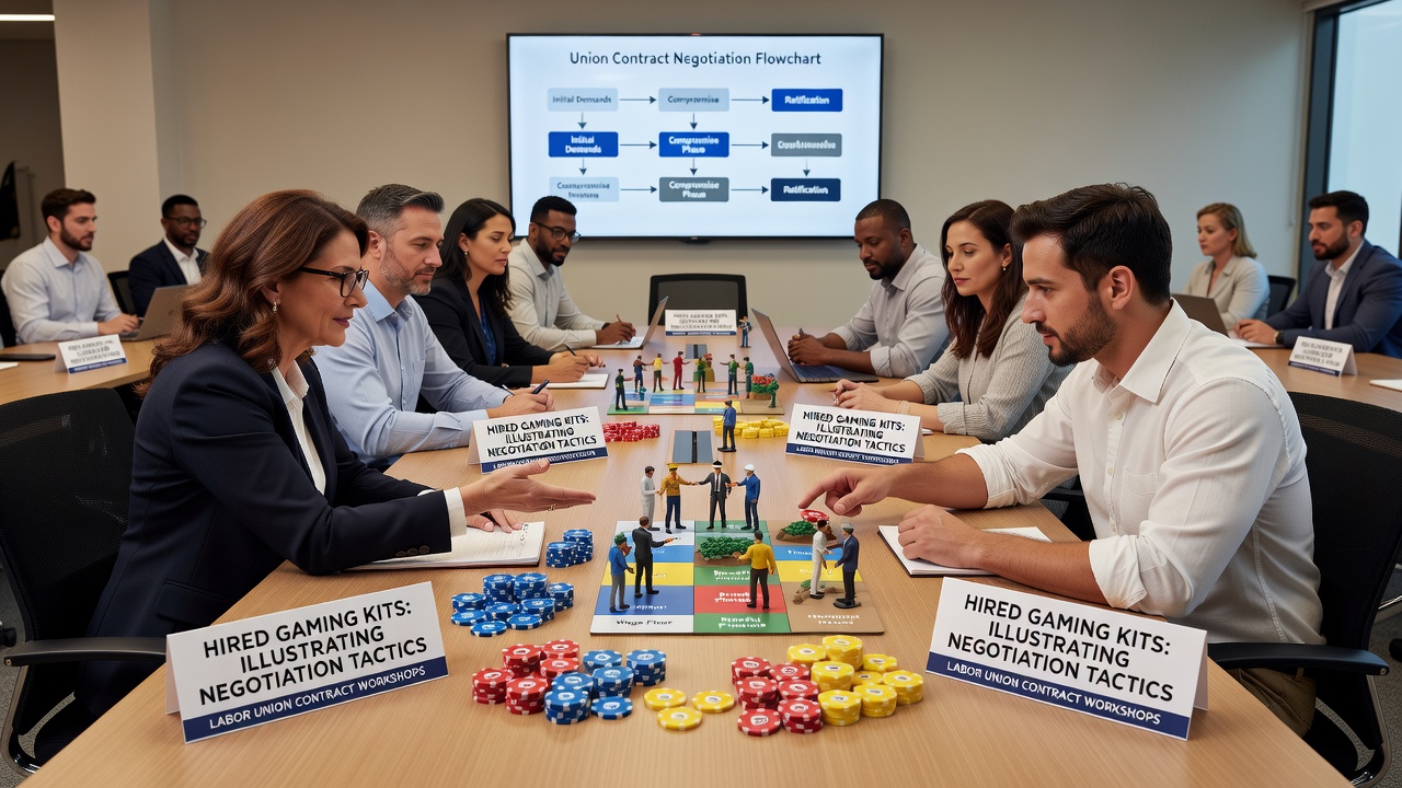 Gaming-Kits mit Blackjack- und Roulettetischen in einem Gewerkschaftsworkshop