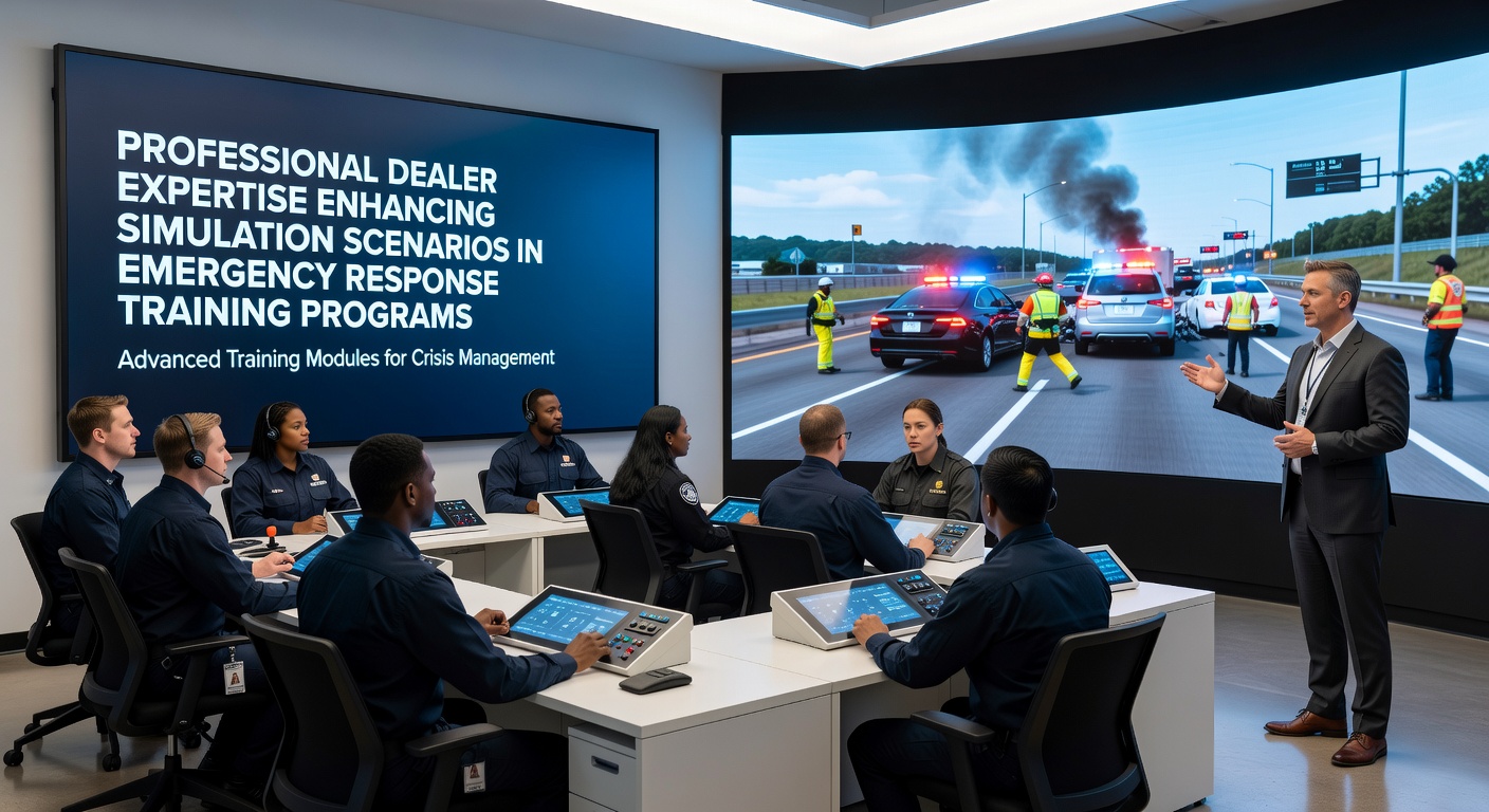Professionelle Dealer bei der Leitung von Simulationsszenarien in einem Notfalltrainingsprogramm