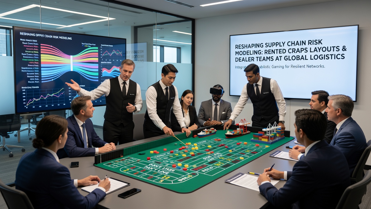 Teilnehmer an einem Craps-Tisch während einer Supply-Chain-Risiko-Simulation