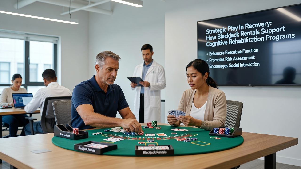 Gruppensitzung mit gemietetem Blackjack-Tisch während einer kognitiven Übung